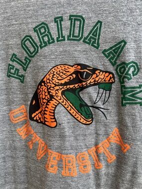 Florida A&M FAMU League Gray Tee with Orange & Green Rattlesnake Graphic
